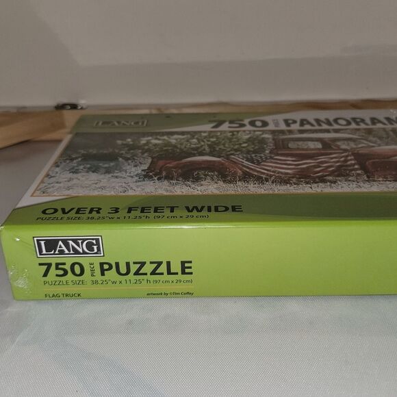 Lang Flag Truck 750 Piece Panoramic Jigsaw Puzzle Tim Coffey Art 3 Ft Wide New - Picture 7 of 10